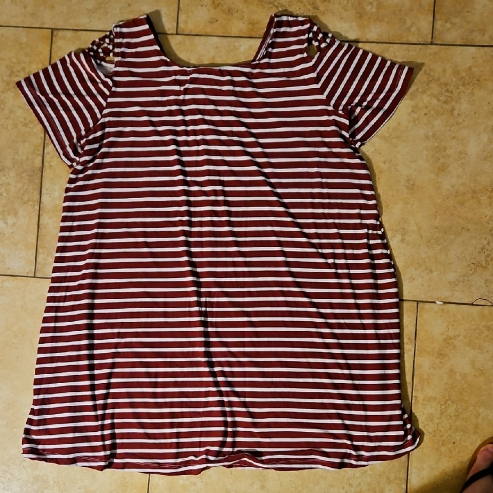 Striped Red and White T-Shirt Dress